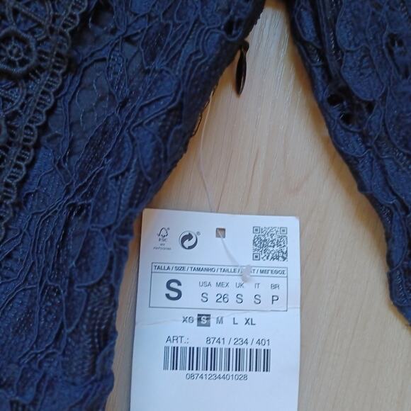 NWT Zara Lace Sheath Navy Black S - Picture 9 of 10